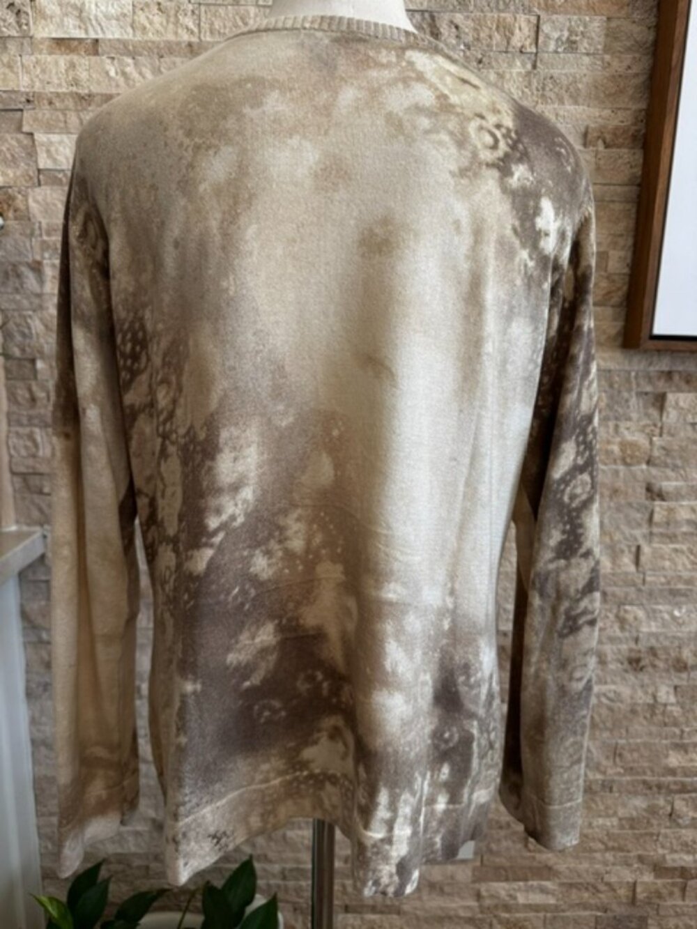 J. Jill Cream and Tan Lightweight Sweater w/Abstract Design, Large - Picture 2 of 5
